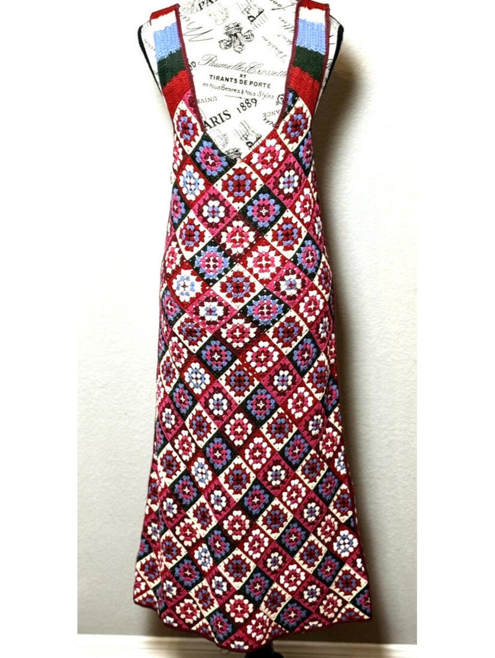 Zara Vibrant Multicolored Crochet Knit Maxi Sun Dress SZ M Approx. Boho - Picture 10 of 15